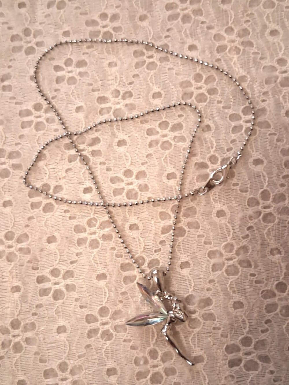 Vintage Artistic Ballerina Pendant White Austrian Crystal Silver-Plated Necklace - Picture 6 of 10